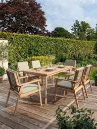 KETTLER Hampton 6-Seater Acacia Wood Garden Dining Table & Chairs, Natural/Sage - thumbnail 4