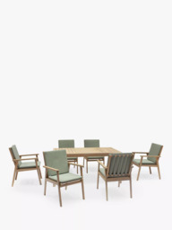 KETTLER Hampton 6-Seater Acacia Wood Garden Dining Table & Chairs, Natural/Sage - thumbnail 1