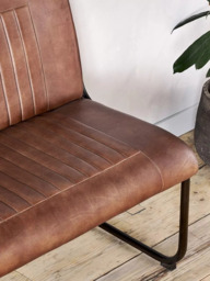Nkuku Nuveena Ribbed Leather Bench, Tan - thumbnail 3
