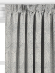 John Lewis Flax Embroidery Made to Measure Curtains or Roman Blind, Lake Blue - thumbnail 2