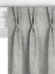 John Lewis Flax Embroidery Made to Measure Curtains or Roman Blind, Lake Blue - thumbnail 5