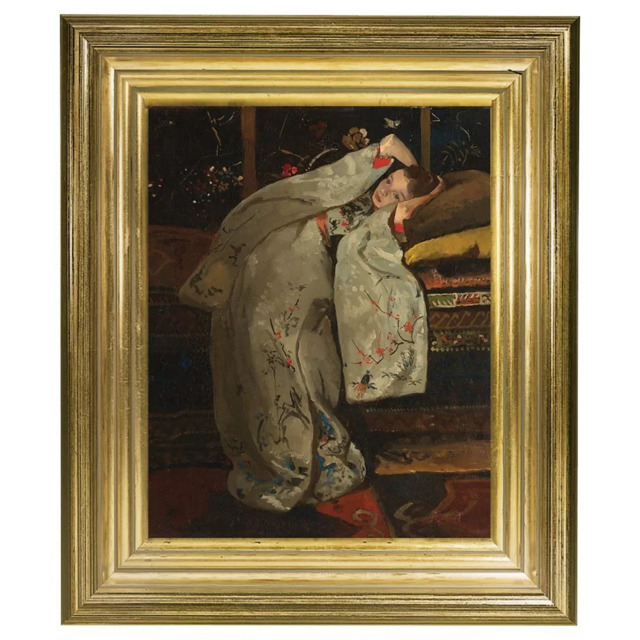 Brookpace Lascelles Rijksmuseum, George Hendrik Breitner 'Girl in White Kimono' Framed Canvas Print, 34 x 29cm