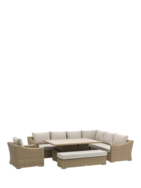 Bramblecrest Fairford 8-Seater L-Shape Garden Sofa Set & Height Adjustable Table, Walnut - image 1