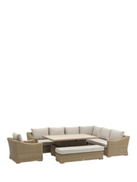 Bramblecrest Fairford 8-Seater L-Shape Garden Sofa Set & Height Adjustable Table, Walnut - thumbnail 1