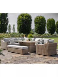 Bramblecrest Fairford 8-Seater L-Shape Garden Sofa Set & Height Adjustable Table, Walnut - thumbnail 3