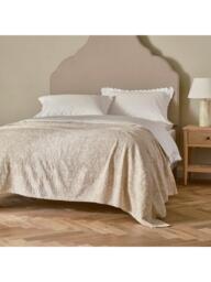 Neptune Etta Reversible Woven Floral Jacquard Cotton Bedspread, Natural/Cream - thumbnail 3