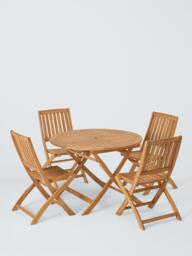 John Lewis Classic Teak Wood Folding Garden Dining Chairs, Set of 2, Natural - thumbnail 5