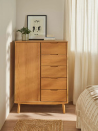 John Lewis Bow 5 Drawer Low Wardrobe, Natural - thumbnail 6
