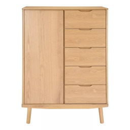 John Lewis Bow 5 Drawer Low Wardrobe, Natural - thumbnail 2