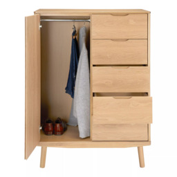 John Lewis Bow 5 Drawer Low Wardrobe, Natural - thumbnail 3