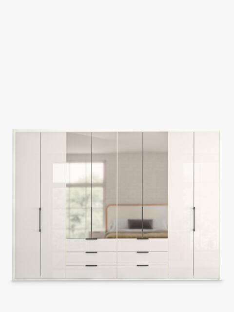 John Lewis Osaka 3m Bi-Fold Wardrobe with 4 Glass Doors, 4 Mirrored Doors & 6 Glass Drawers - image 1