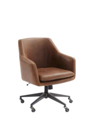 west elm Helvetica Leather Swivel Office Chair, Brown