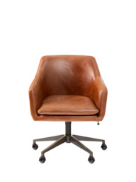 west elm Helvetica Leather Swivel Office Chair, Brown - thumbnail 4