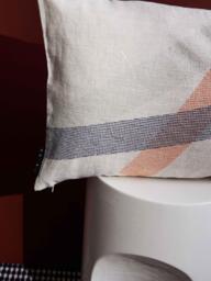 The Conran Shop Furrow Linen Cushion, Sage/Orange - thumbnail 3