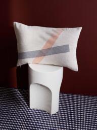 The Conran Shop Furrow Linen Cushion, Sage/Orange - thumbnail 2