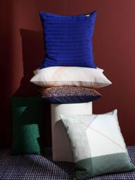 The Conran Shop Furrow Linen Cushion, Sage/Orange - thumbnail 4