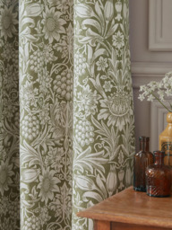 William Morris At Home Sunflower Pair Blackout Lined Pencil Pleat Curtains, Dark Olive - thumbnail 2