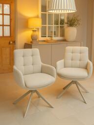 KETTLER Joey Swivel Dining Armchair, Set of 2, Beige - thumbnail 2