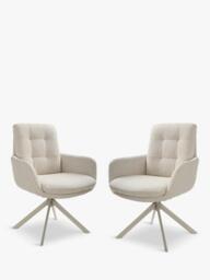 KETTLER Joey Swivel Dining Armchair, Set of 2, Beige - thumbnail 1
