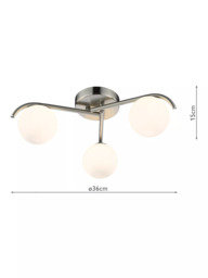 Där Orlena 3 Arm Opal Glass Semi Flush Ceiling Light - thumbnail 5