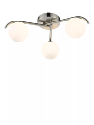 Där Orlena 3 Arm Opal Glass Semi Flush Ceiling Light - thumbnail 1