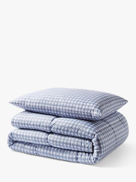 Night Lark Gingham Coverless Duvet & Pillowcase Set, 4.5 Tog, Dusk Blue - image 1