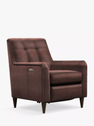 Parker Knoll Mid-Century Button Back Motion Leather Armchair, Dark Leg - thumbnail 1