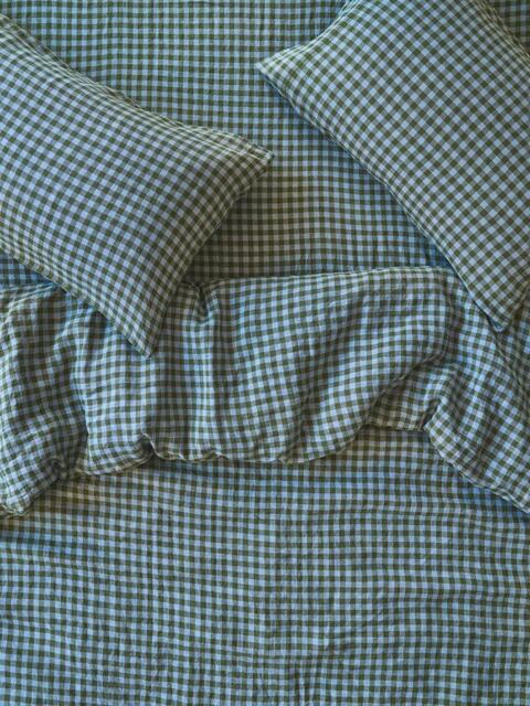 Piglet in Bed Colour Drench Gingham Linen Blend Bedding - image 1