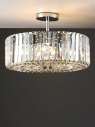 Laura Ashley Fernhurst Crystal Semi-Flush Ceiling Light, Large, Clear/Polished Chrome - thumbnail 1