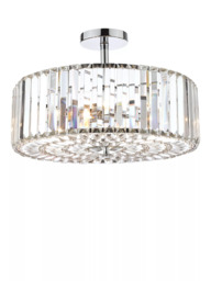Laura Ashley Fernhurst Crystal Semi-Flush Ceiling Light, Large, Clear/Polished Chrome - thumbnail 3