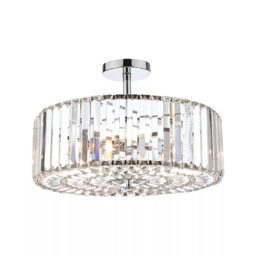Laura Ashley Fernhurst Crystal Semi-Flush Ceiling Light, Large, Clear/Polished Chrome - thumbnail 5