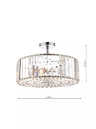 Laura Ashley Fernhurst Crystal Semi-Flush Ceiling Light, Large, Clear/Polished Chrome - thumbnail 6