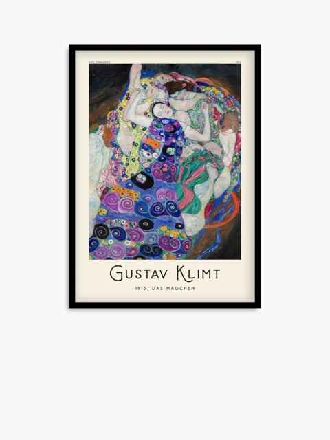 John Lewis Gustav Klimt 'Das Madchen' Framed Print & Mount, 73.5 x 53.5cm, Blue/Multi