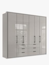 John Lewis Osaka 2.5m Bi-Fold Wardrobe with 6 Glass Doors & 6 Glass Drawers