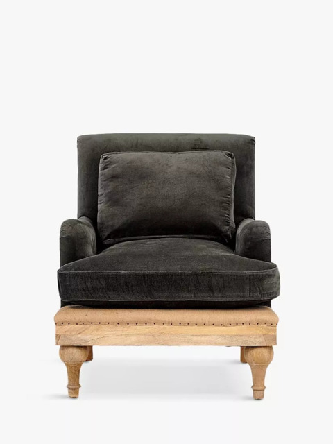 Nkuku Abe Velvet Armchair, Light Leg, Moss - image 1