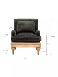 Nkuku Abe Velvet Armchair, Light Leg, Moss - thumbnail 5