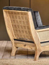 Nkuku Abe Velvet Armchair, Light Leg, Moss - thumbnail 3