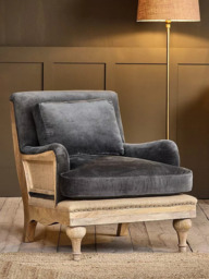 Nkuku Abe Velvet Armchair, Light Leg, Moss - thumbnail 2