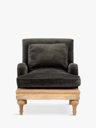 Nkuku Abe Velvet Armchair, Light Leg, Moss