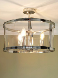 Laura Ashley Harrington 3 Bulb Semi Flush Ceiling Pendant Light, Polished Nickel - thumbnail 1