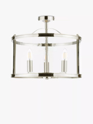 Laura Ashley Harrington 3 Bulb Semi Flush Ceiling Pendant Light, Polished Nickel - thumbnail 3