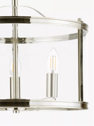 Laura Ashley Harrington 3 Bulb Semi Flush Ceiling Pendant Light, Polished Nickel - thumbnail 4