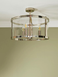 Laura Ashley Harrington 3 Bulb Semi Flush Ceiling Pendant Light, Polished Nickel - thumbnail 2