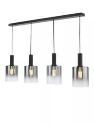 Där Savannah 4 Arm Bar Ceiling Light, Black/Smoked - thumbnail 1