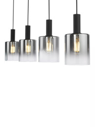 Där Savannah 4 Arm Bar Ceiling Light, Black/Smoked - thumbnail 6