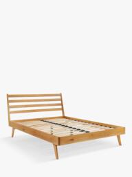 John Lewis X-Ray Oak Wood Bed Frame, Double, Bianco Lacquer