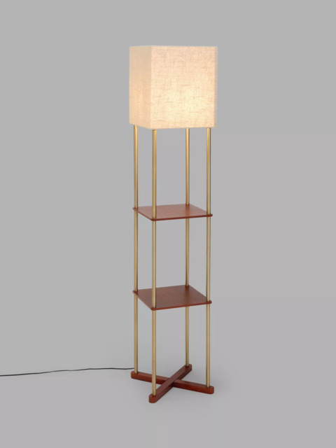 John Lewis Harrison Square Shelves Floor Lamp, Walnut/Steel - image 1