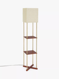 John Lewis Harrison Square Shelves Floor Lamp, Walnut/Steel - thumbnail 3
