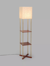 John Lewis Harrison Square Shelves Floor Lamp, Walnut/Steel - thumbnail 1