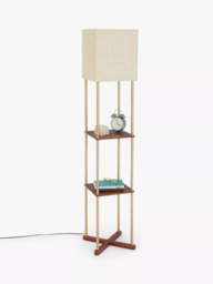 John Lewis Harrison Square Shelves Floor Lamp, Walnut/Steel - thumbnail 6